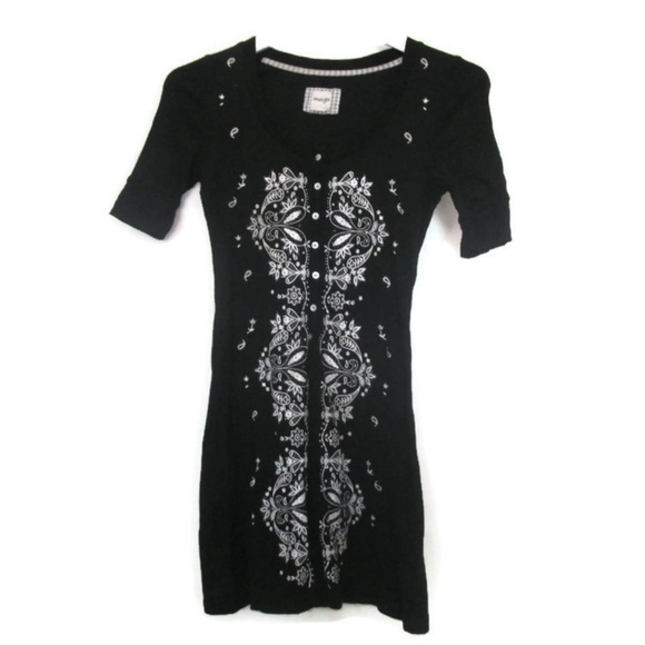 vintage black boho bandana shirt size extra small - Picture 3 of 4